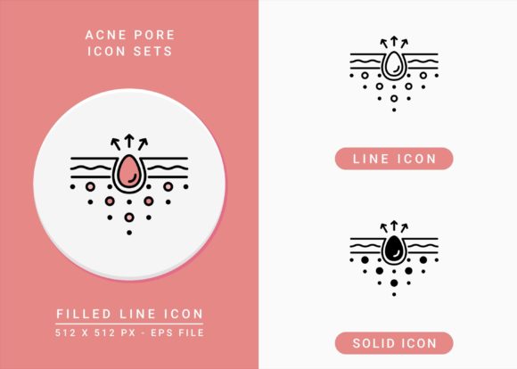 Acne Pore Icons Set for Graphics and Icons