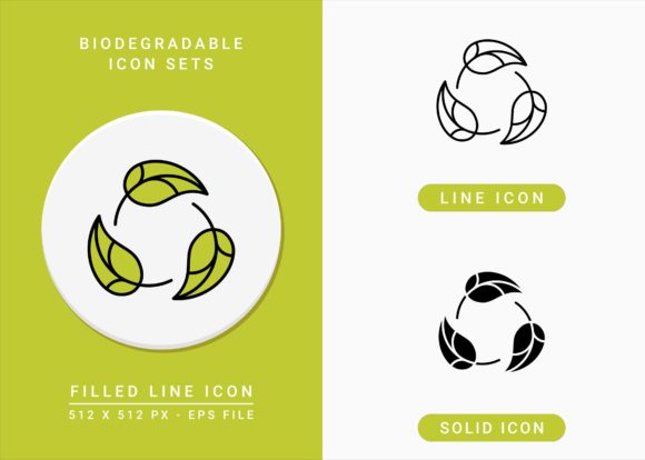 Biodegradable Icons Set for Modern Web Design