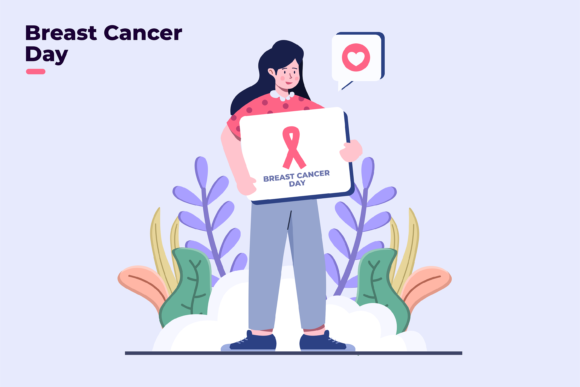 Breast Cancer Awareness Month Flat Style Graphics