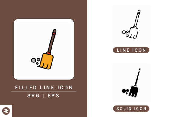 Broom Icons Set for Modern Graphics and Design Projects