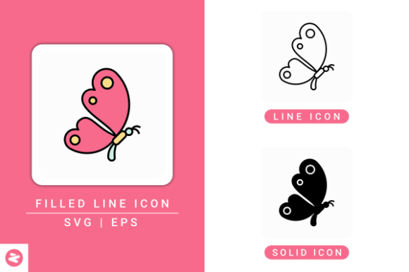 Butterfly Icons Set for Web and Editorial Design