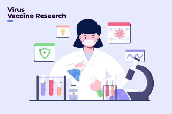 Covid-19 Virus Vaccine Development Illustration for Branding