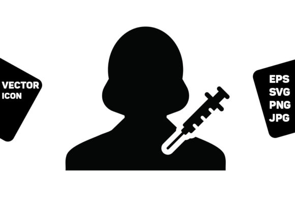 Healthcare Icon Vector Vaccine Female - Graphics for Crafting