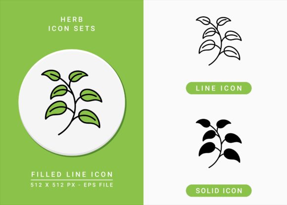 Herb Icons Set for Graphics and Digital Product Creation