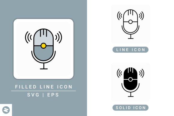 Microphone Icons Set for Handmade Crafts and Graphics