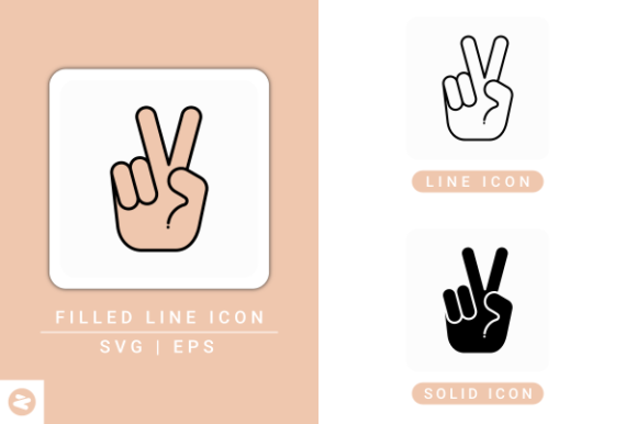 Peace Finger Icons Set for Crafting and Graphics