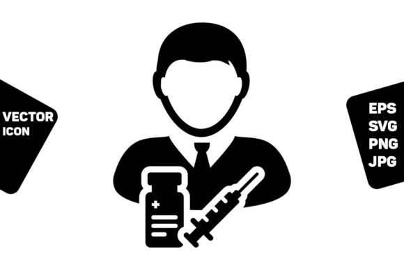 Pharma Industry Icon Vector Vaccine User for Branding and Graphics