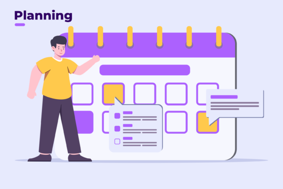 Planning Schedule and Time Management Graphics for Modern Web Design