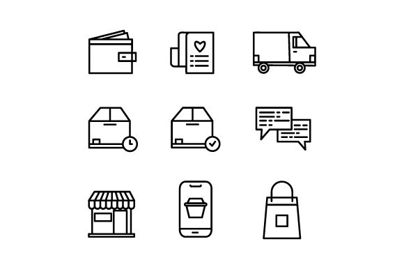 Set of E Commerce Line Thin Icon Review