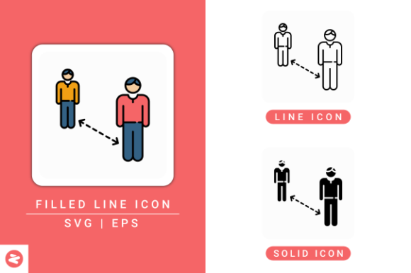Social Distance Icons Set for Modern Graphics