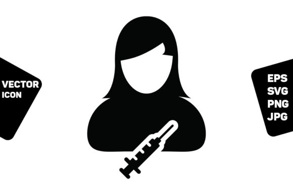 Treatment Icon Vector with Vaccine User Graphics