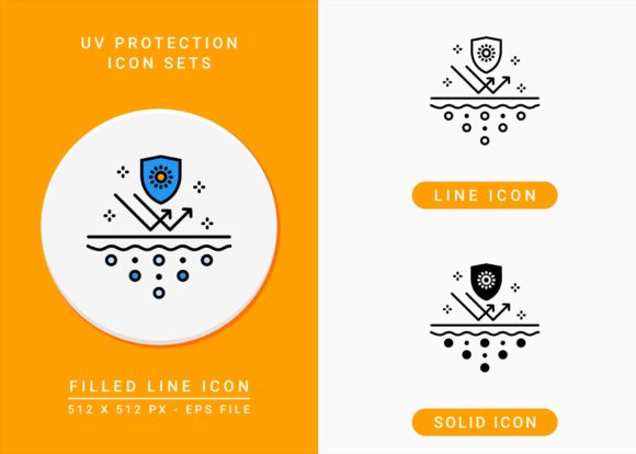 UV Protection Icons Set for Branding and Packaging