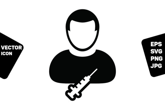 Vaccine Icon Vector with Syringe Avatar