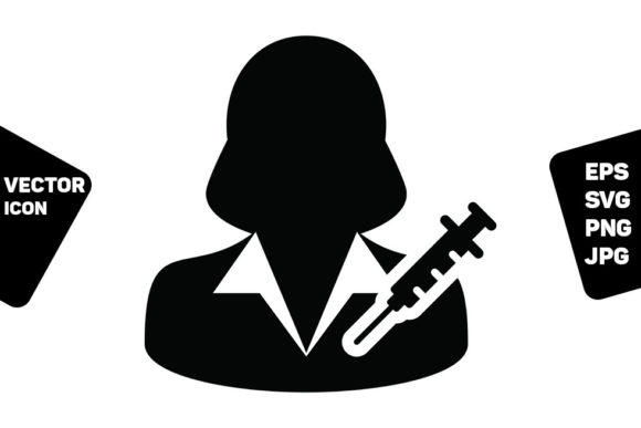 Vaccine User Icon Vector with Syringe for Branding and Graphics