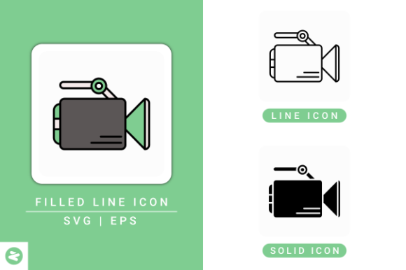 Video Camera Icons Set for Modern Web and Editorial Design