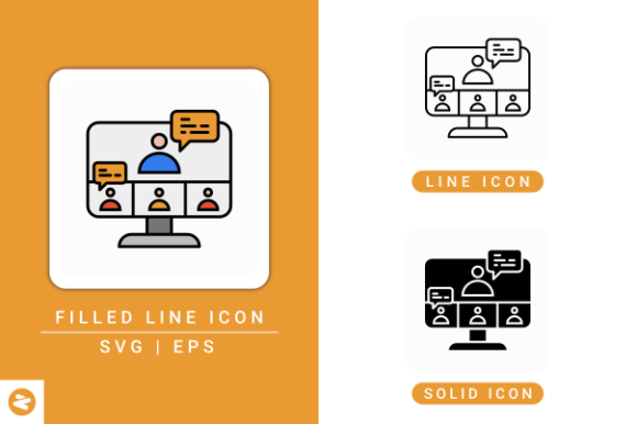 Video Conference Icons Set for Digital Product Creation
