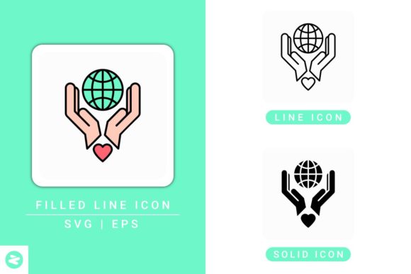 World Charity Icons Set for Web and Editorial Design
